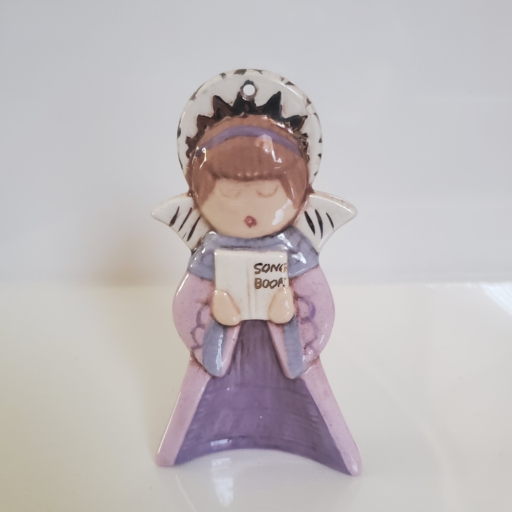 Vintage 1983 Ceramic Hand Painted Angel Ornament *Signed*
